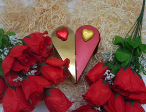 Gold & Red Heart Chocolate Box
